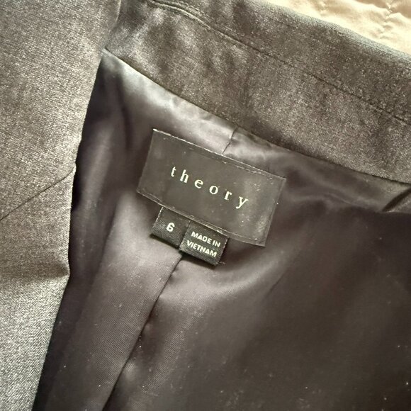 Theory Blazer Classic Grey 2 Button Size 6 - Picture 3 of 6